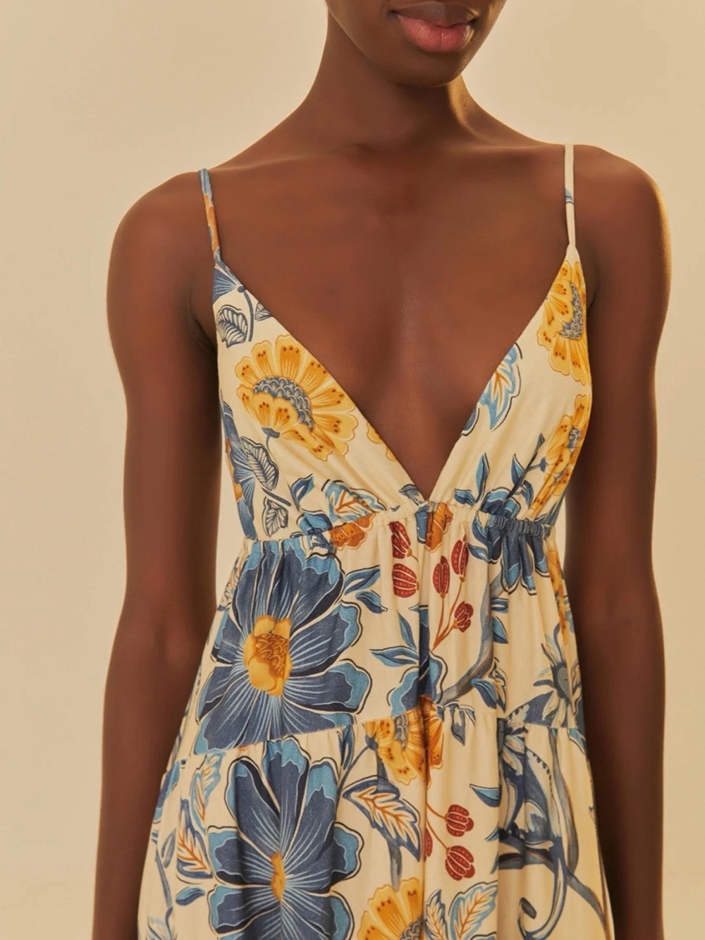 FARM Rio Blue, White & Yellow Floral Maxi Dress - Picture 3 of 8